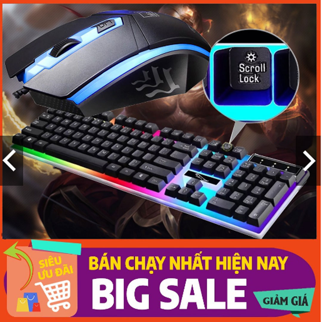 Bộ bàn phím giả cơ và chuột game dành cho game thủ ntc g21b led đa màu