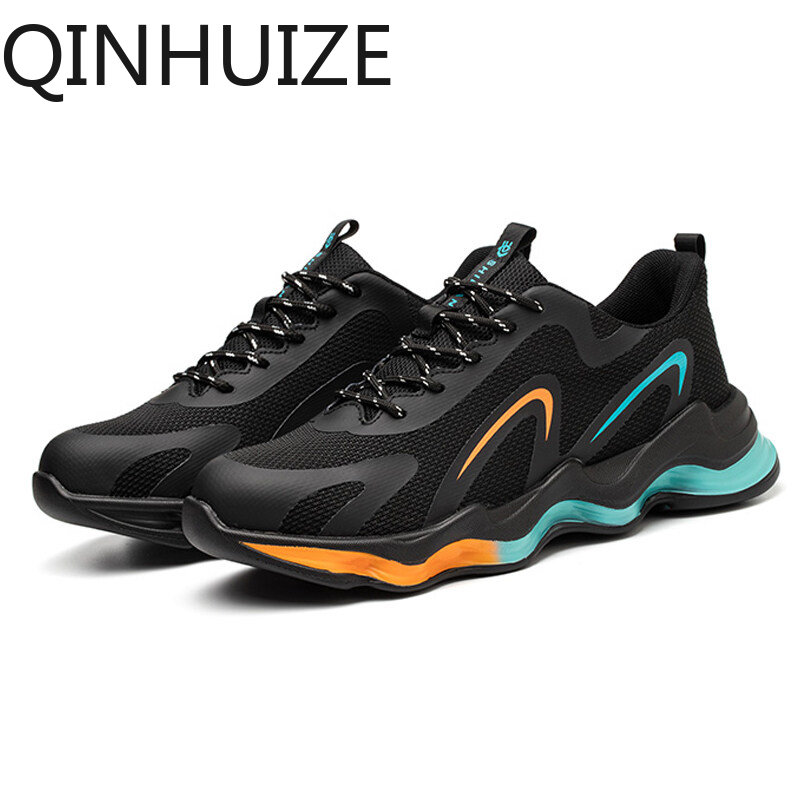 Qinhuize giày bảo hộ lao động chống khoan giày bảo hộ mũi thép thường ngày giày bảo hộ lao động chống trượt chống đâm xuyên giày lao động giày thoáng khí thoải mái