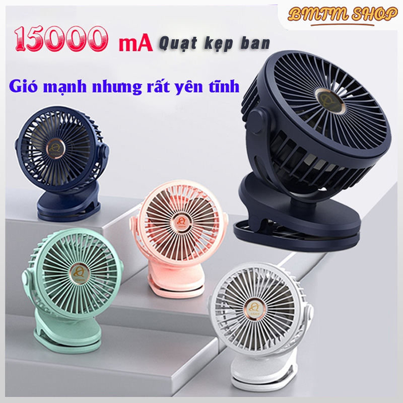Quạt mini sạc điện 10000/15000 mah quạt kẹp bàn sạc tích điện gió mạnh quạt kẹp bàn xoay 360 siêu yên tĩnh 4 cấp tốc độ - quạt kẹp gf07