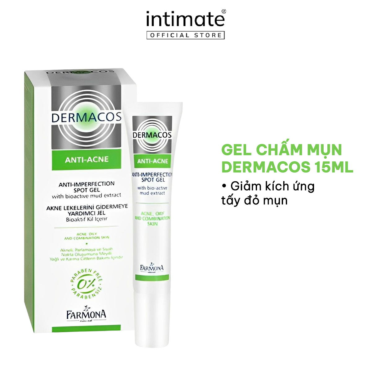 Gel Chấm Mụn Dermacos Farmona Giúp Giảm Mụn Dịu Nhẹ Các Kích Ứng Da Dermacos Anti-Ance Anti Imperfection Spot Gel 15ML