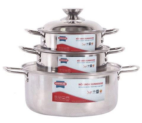 Bộ nồi inox 304 sunhouse sh224.giá cực sốc hàng siêu bền