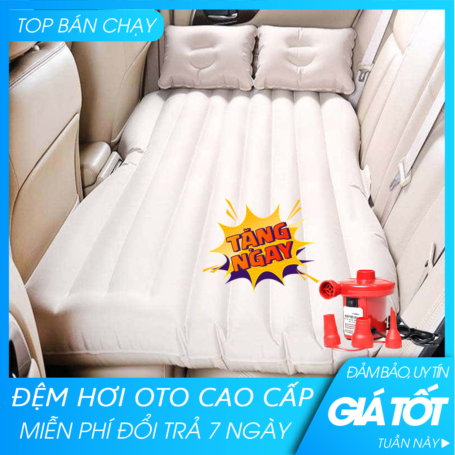[PHÂN LOẠI] Đệm Hơi Ô Tô , Nệm Hơi Xe Ô Tô, Đệm Giường Hơi Trên Ô Tô, Chất Liệu Vải Dù Nhung Bền Đẹp Êm Ái Không Dò Hơi-Giường Đệm, Nệm Hơi Thông Minh Du Lịch Cho Ôtô, Xe Hơi, Đệm hơi oto - KÈM BƠM ĐIỆN