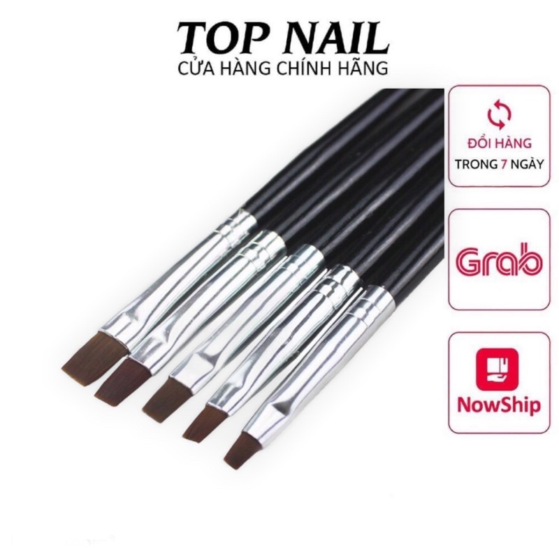 Set cọ bản 5 cây đầu vuông đủ size dùng đắp g.el,vẽ hoa bản trang trí móng