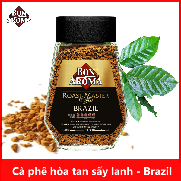 [HCM]Cà phê hòa tan sấy lạnh - Bon Aroma Roast Master Brazil- Freeze Dried Instant Coffee - Cao Cấp - Nhập Khẩu