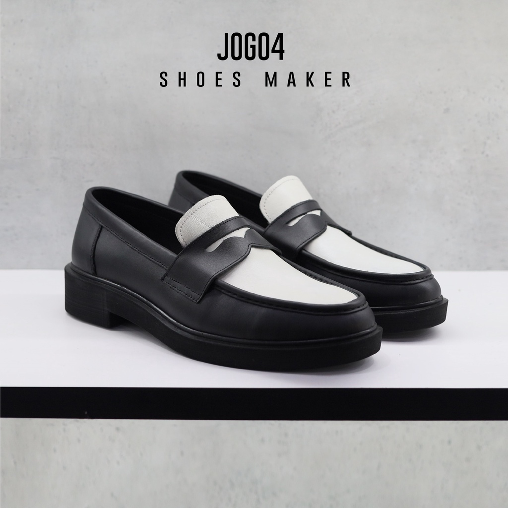 Giày Penny Loafer JOG04 - phối màu Đen & Trắng ( D4 )