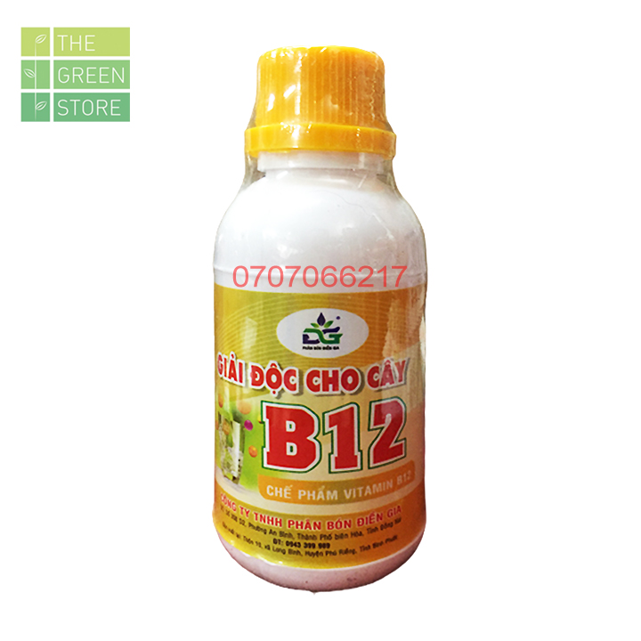 Vitamin B12 giải độc cây, chống sốc cho hoa lan, hoa hồng, mai vàng, hoa kiềng, rau màu, cây ăn trái