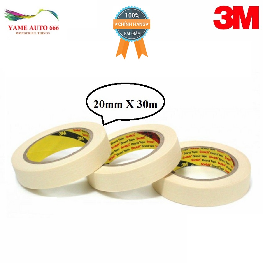 Combo 5 Cuộn Băng keo giấy siêu dính cao cấp 3M Masking Tape 2600 Trắng ngà