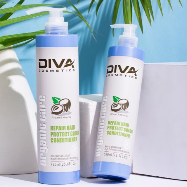 Dầu Gội-Dầu Xả Diva Xanh 750ML Phục Hồi Và Giữ Màu Nhuộm Mẫu Mới