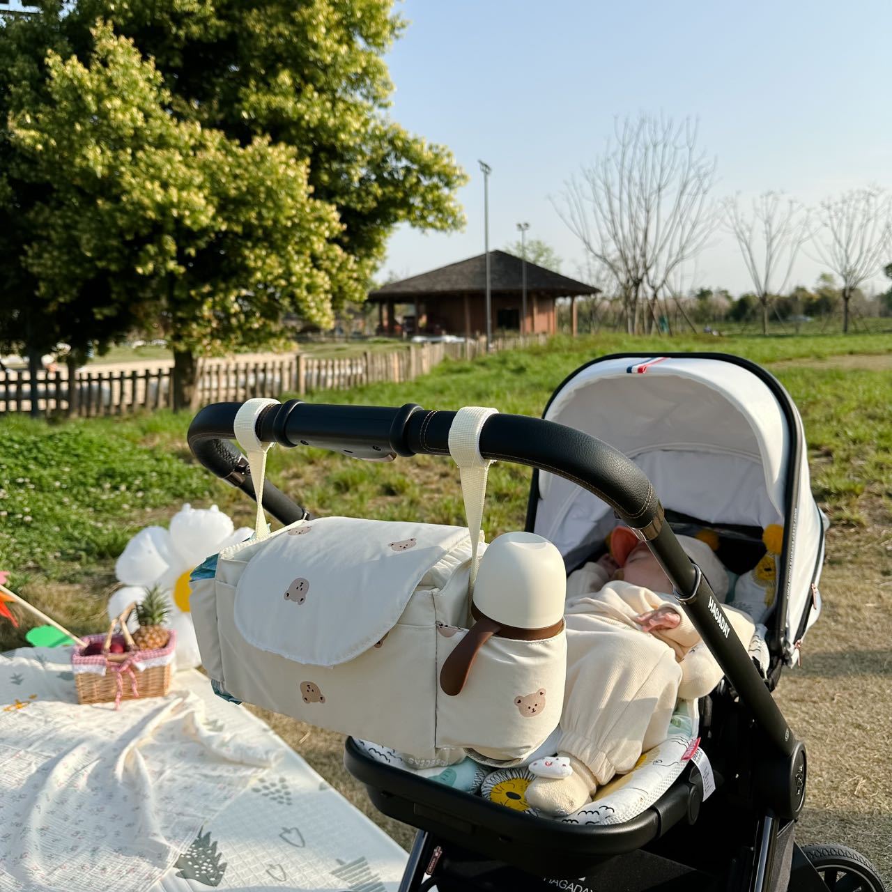 Hàn Quốc phong cách xe đẩy Túi pram tổ chức Xe đẩy em bé phụ kiện mẹ túi
