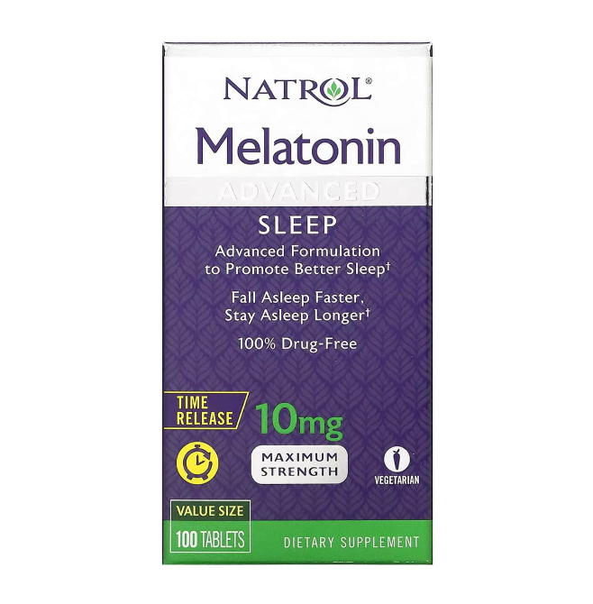 Hỗ trợ giấc ngủ ngon Natrol Melatonin Advanced Sleep Time Release 10 mg 60 Tablets
