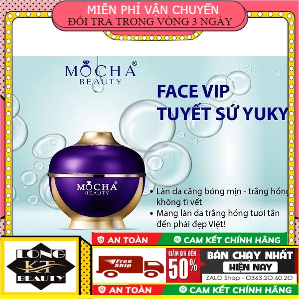 [Chính hãng - Mỹ Phẩm Mocha Beauty] Kem Face Vip Tuyết Sứ Mocha Beauty (20g)Dưỡng da trắng mịn chuyên sâu Cung cấp độ ẩm dưỡng chất cho da hồng hào Cân bằng độ ẩm trẻ hoá và Loại bỏ các hắc tố da đen sạm