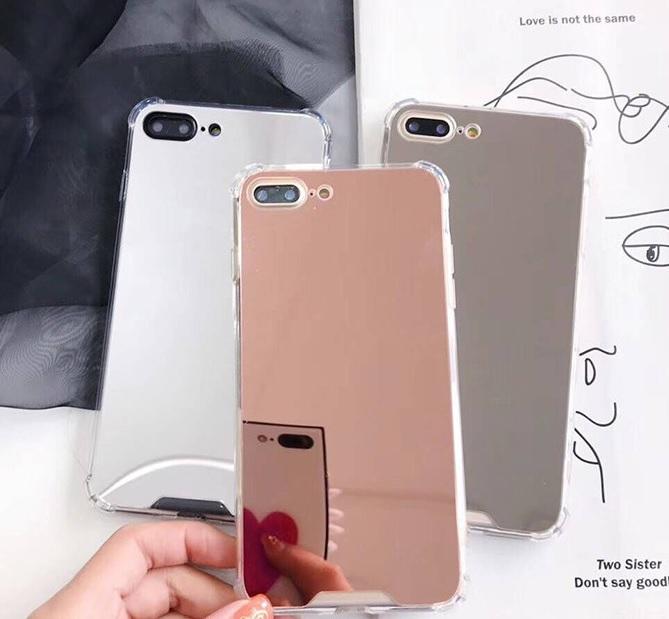 Ốp lưng tráng gương điện thoại iPhone 6 Plus 6s Plus đẹp thời trang Case cá tính 3 màu hồng bạc xám silicon dẻo trong chống sốc