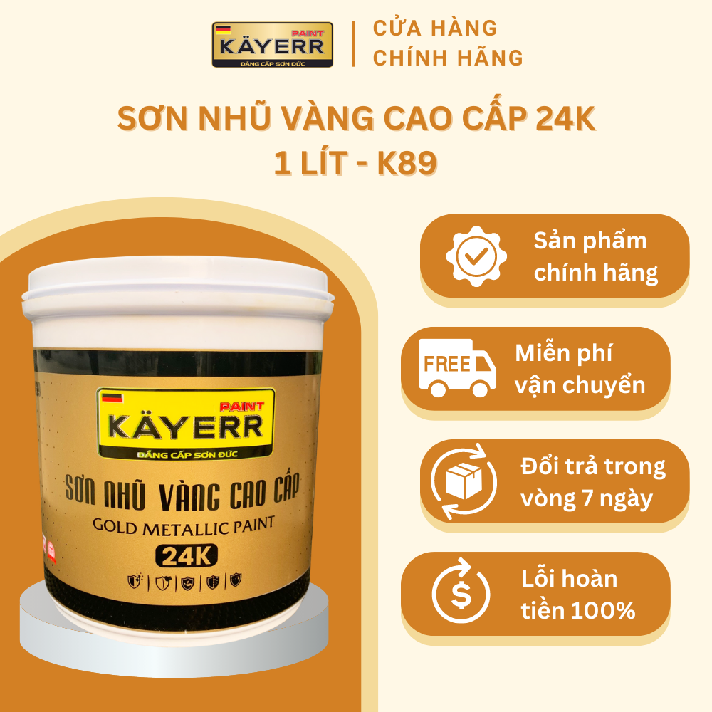 Sơn nhũ vàng 24k kayerr k99 vàng ánh kim siêu nhũ siêu đẹp an toàn dễ sử dụng 300g/ 1 lít