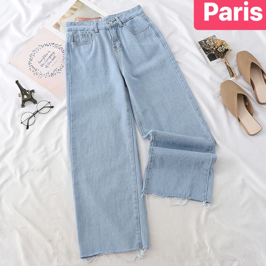 QUẦN BAGGY JEAN NỮ CHẤT BÒ XANH ỐNG RỘNG LƯNG CAO NÂNG MÔNG HÀN QUỐC ULZZANG CAO CẤP - PARIS FASHION