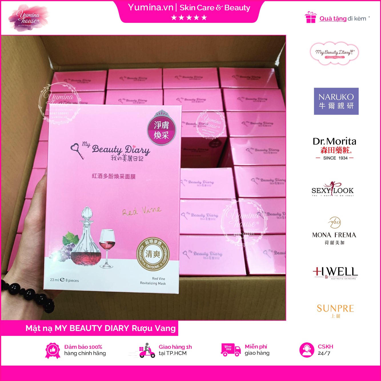 [FREESHIP+QUÀ 24K] Mặt nạ MY BEAUTY DIARY Rượu Vang Đỏ dưỡng ẩm, phục hồi da. Tặng kèm mặt nạ khi mua 2 hộp bất kỳ.