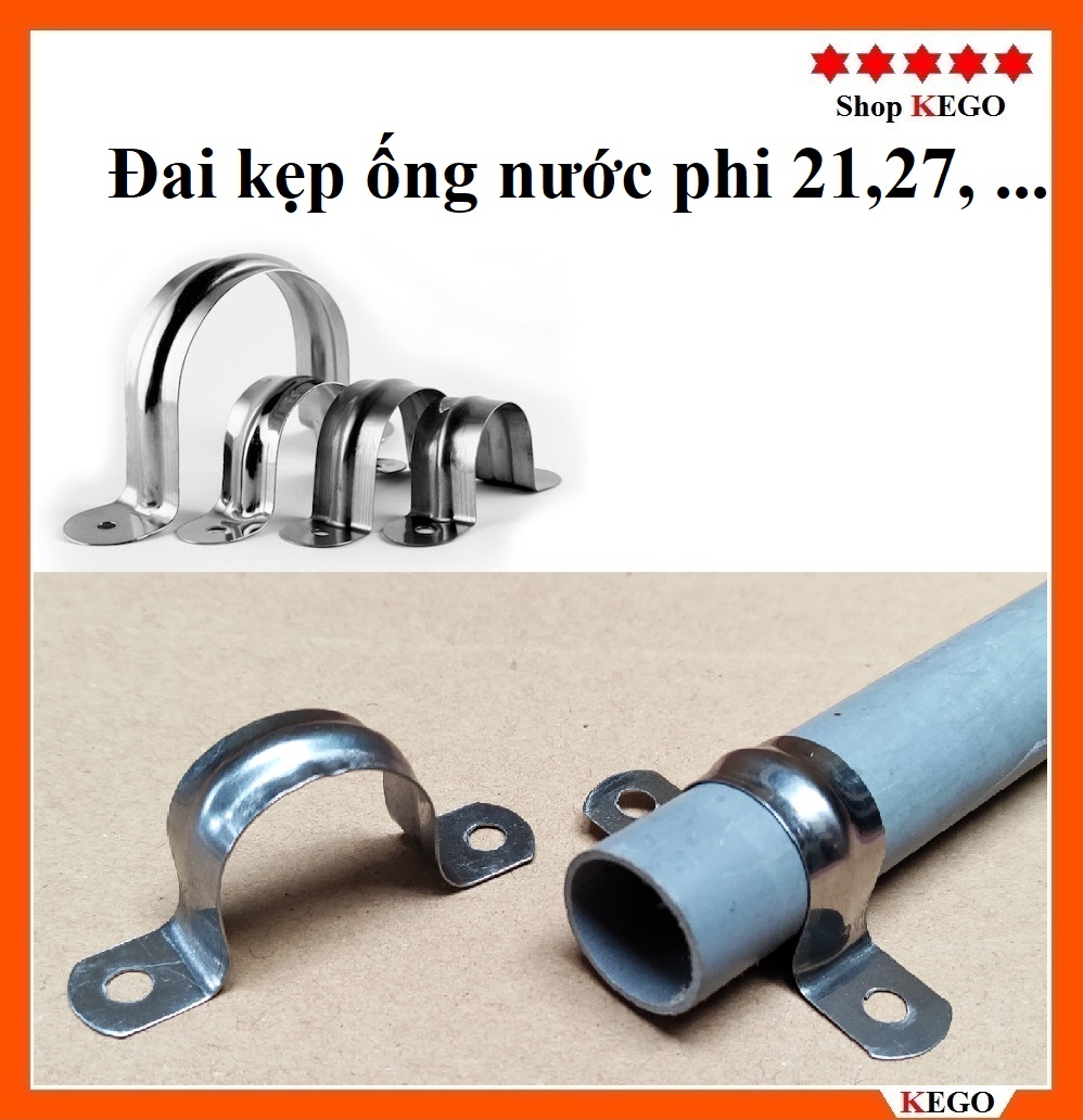 Combo 10 đai ống nhựa, đai treo ống, cố định ống nước các cỡ ống phi 21, 27, ......