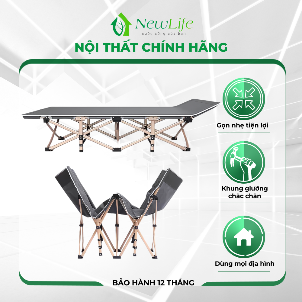Giường xếp văn phòng ngủ trưa gấp gọn kích thước 67x180cm, giường gấp gọn văn phòng Newlife