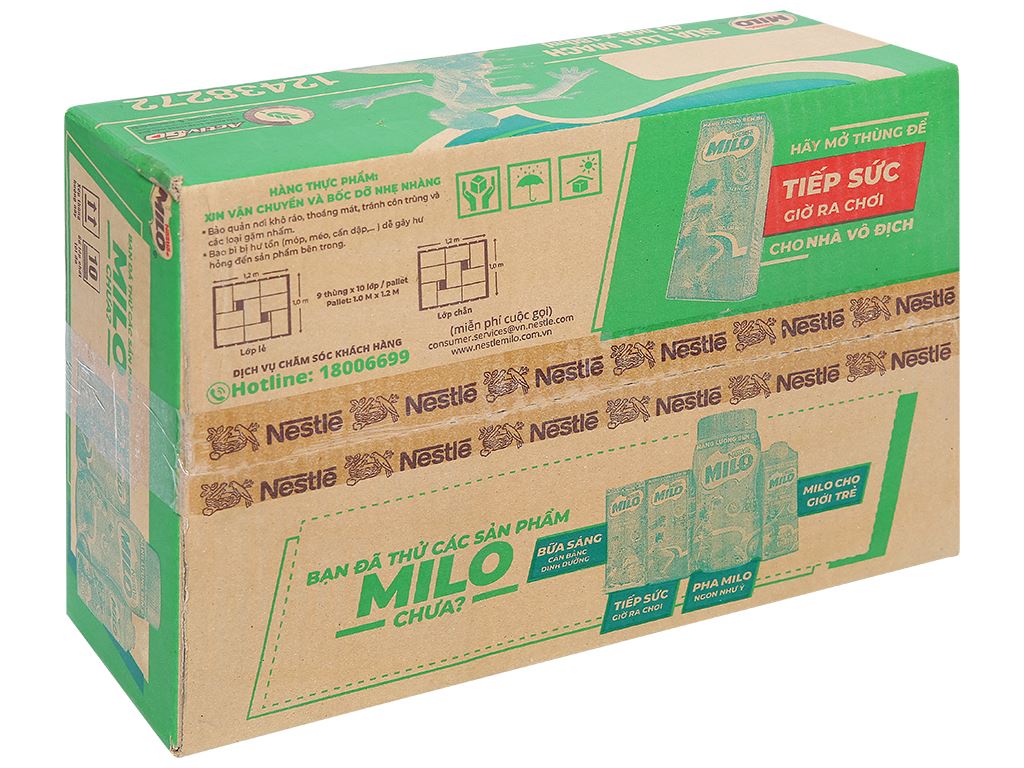 Thùng Sữa lúa mạch Nestle MILO thùng 48 hộp x 180ml date 2 2024