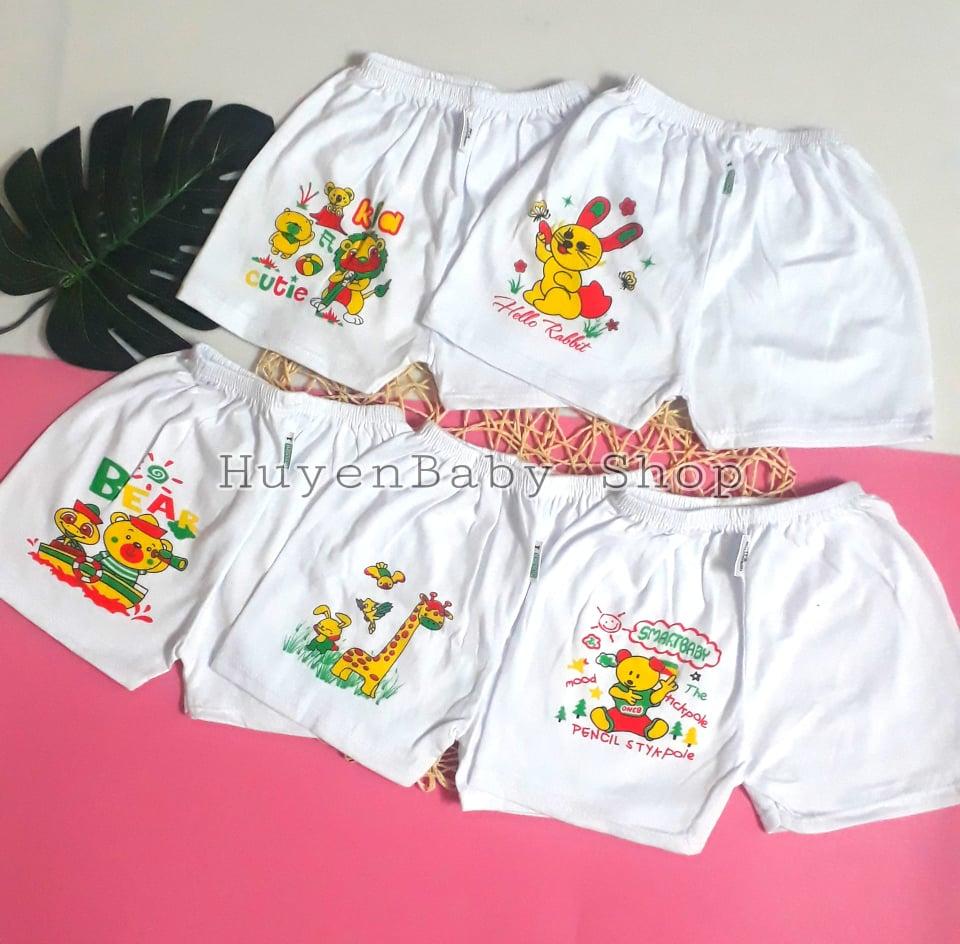 Set 10 quần đùi sơ sinh màu trắng in hình cho bé từ sơ sinh đến 11,5kg