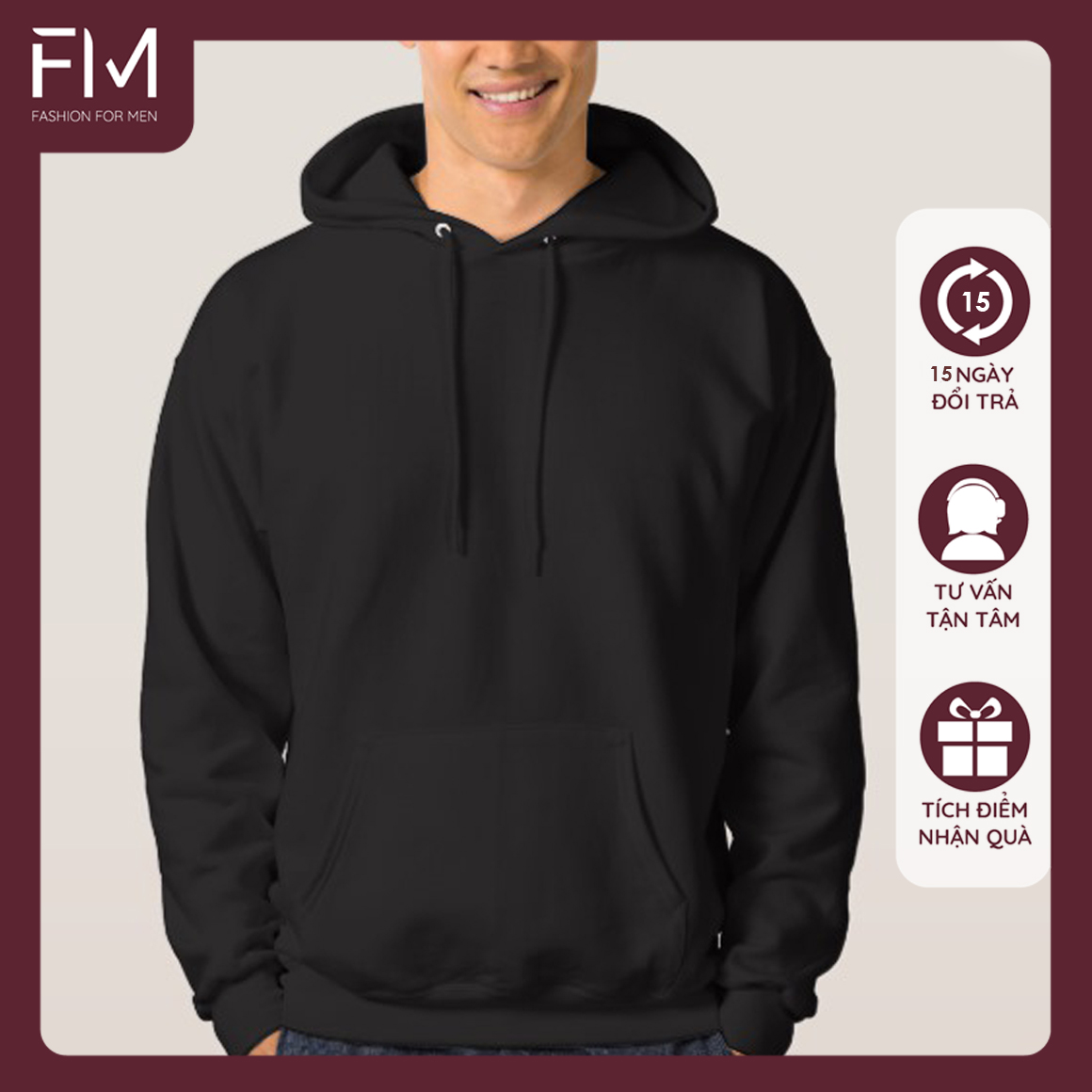 Áo khoác nỉ hoodie trơn thời trang thu đông, áo unisex vải dày dặn ấm áp - FORMEN SHOP - FMGV016