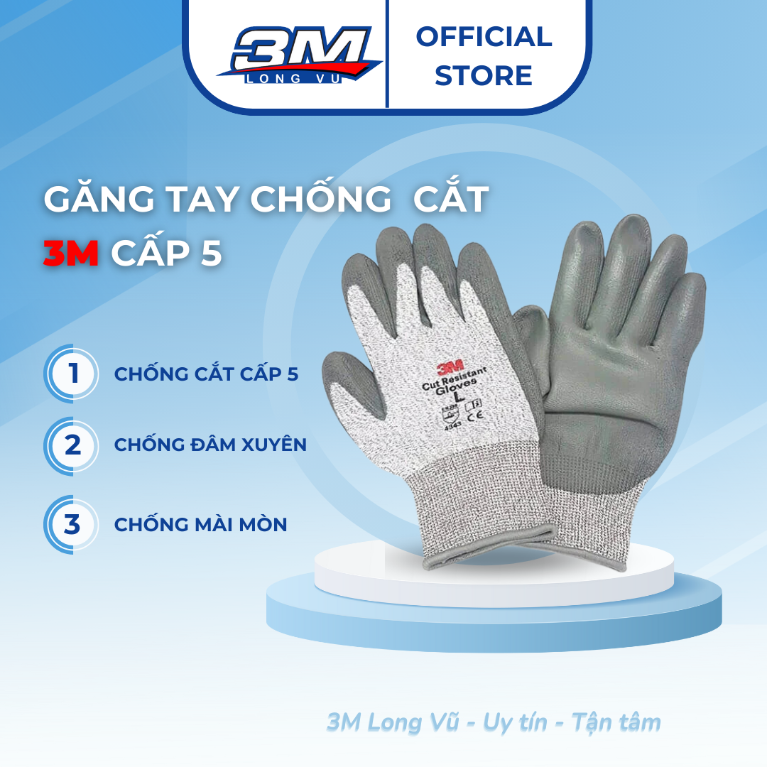 Găng Tay Chống Cắt Cấp Độ 5 3M 4343 Nhiều size chuyên dụng cho các xưởng , công ty - 3M Long Vu