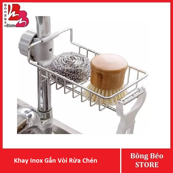 Khay inox gắn vòi rửa chén
