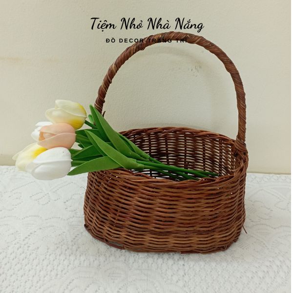 Giỏ đan mây cắm hoa decor , giỏ mây thủ công đựng đồ siêu xinh, decor, trang trí nhà cửa