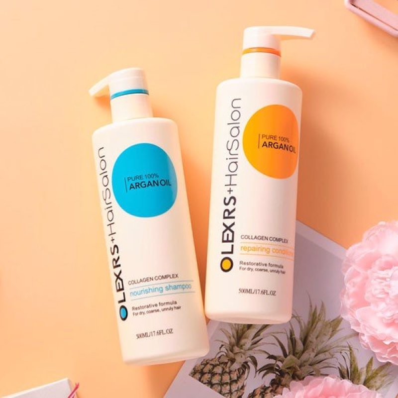 Cặp dầu gội và xả olex rs+ hairsalon argan oil 500ml siêu dưỡng, ngăn rụng, phục hồi tóc khô xơ, hư tổn và kích thích mọc tóc