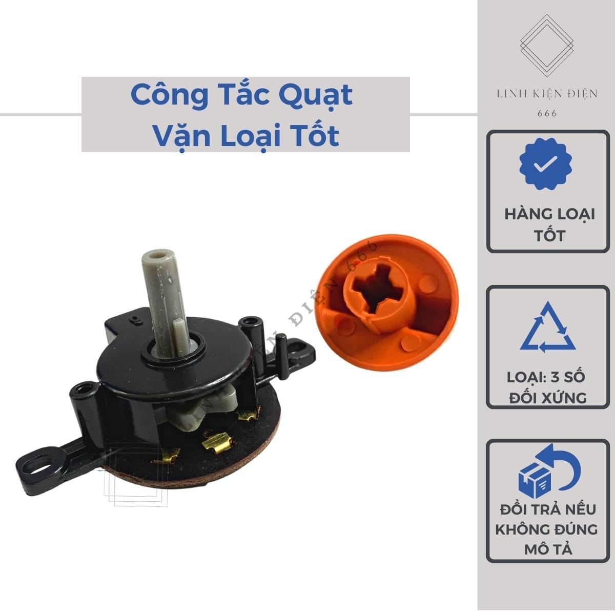 Công tắc quạt vặn 3 số đối xứng loại tốt công tắc quạt xoay cho quạt bàn quạt cây CTQV3S