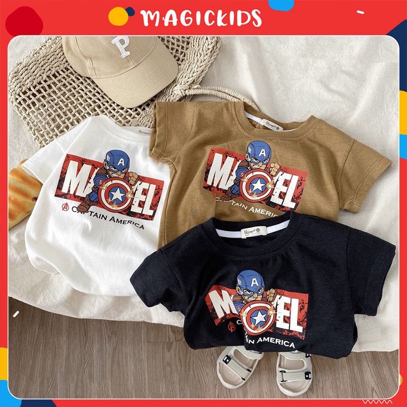 Áo thun bé trai cộc tay Magickids chất cotton thoáng mát thấm hút mồ hôi Quần áo trẻ em mùa hè AO23008