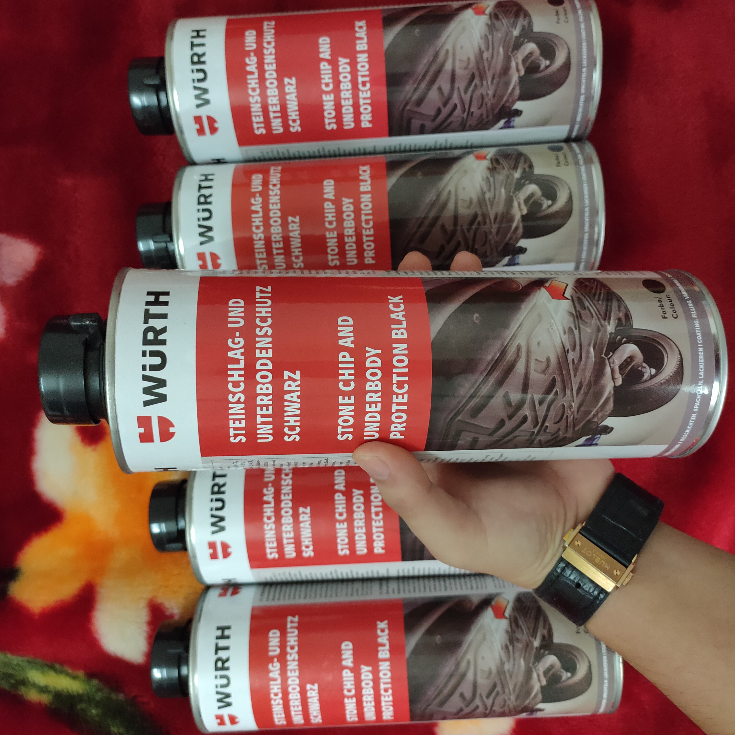 10 CHAI Sơn Phủ Gầm Ô tô - Phủ Gầm WURTH 1000ml - Sơn Phủ Gầm Cao Su Non Chống Nước, Chống Ồn, Chống Rỉ Sét Khung Gầm Xe Hơi - MILOZA