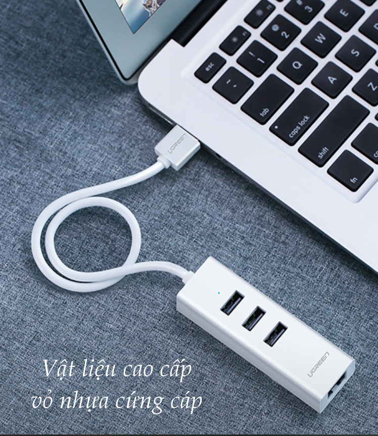Bộ chia 3 cổng USB 2.0 kèm cổng mạng Ethernet 10/100Mbps dài 20cm Ugreen CR129 Bộ chia 3 cổng USB 2.0 kèm cổng mạng Ethernet 10/100Mbps dài 20cm Ugreen CR129