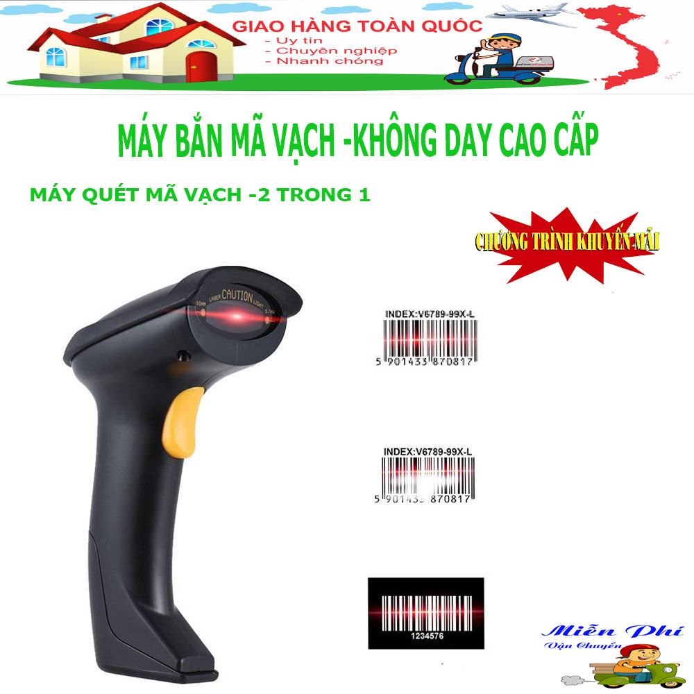 Máy Đọc Mã Vạch, may quet ma vach - Máy Bắn Mã Vạch Không Dây Cao Cấp, Máy Scan Cực Nhanh, Quét Mã Vạch Hàng Hóa,, Nhỏ, Gọn, Tiện Dụng, Công Nghệ Laser Tiên Tiến , Sale-50%, Bảo Hành 12 Tháng 1 Đổi 1 Trên Toàn Quốc