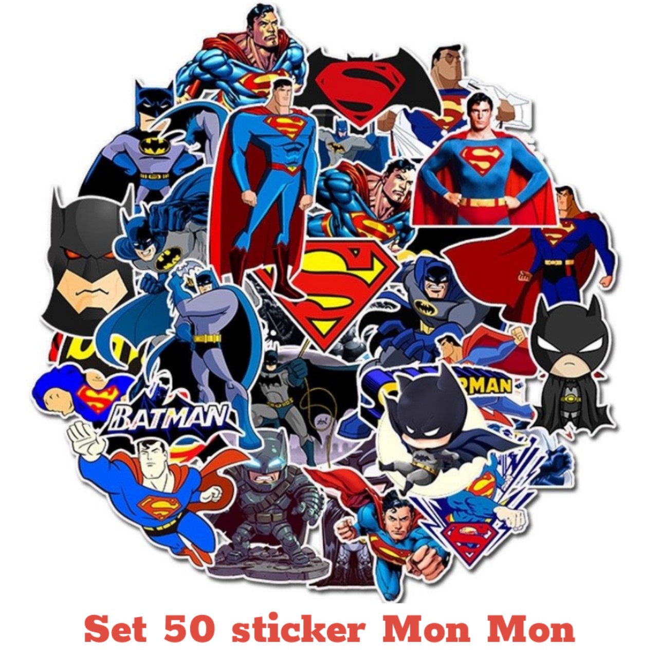 Set 50 Miếng Dán Chống Thấm Nước Hình Siêu Nhân Dùng Để Trang Trí Laptop / Vali/ Ván Trượt / Đồ Chơi/ Bình Nước/ Balo