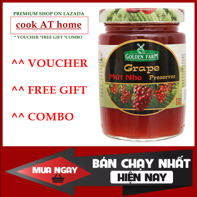 Mứt NHO Golden Farm 210g + thêm tặng 06 túi trà túi lọc nhập khẩu Now Break Tea ( 3 x trà BƯỞI, 3 x  trà BẠC HÀ ) /Combo hợp lý/  [HCM GIAO NHANH]