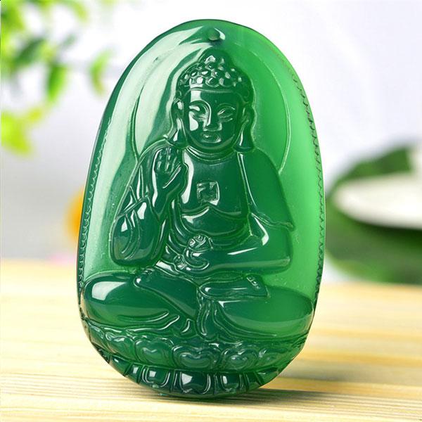 Mặt phật adida đá mã não xanh - an tín