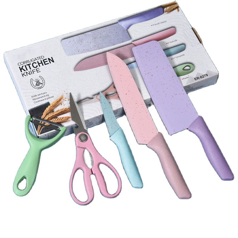 Bộ Dao Lúa Mạch Kháng Khuẩn 5 Món Hộp Đựng Cao Cấp, Set Dao 5 Chi Tiết Lúa Mạch Đồ Dùng Dụng Cụ Nhà Bếp