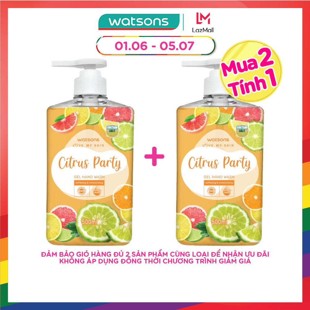 Gel Rửa Tay Watsons Love My Skin Citrus Party Gel Hand Wash 500ml