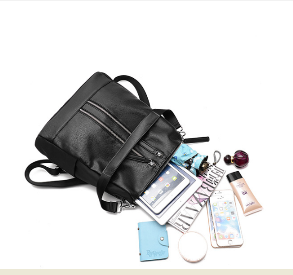 Balo, túi đeo da nữ kiểu dáng hàn quốc đa năng đi học, đi chơi, đi làm 2 khóa, đeo 2 kiểu