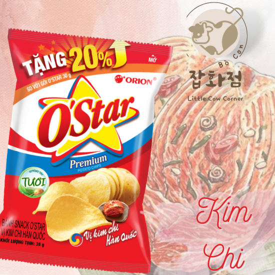 COMBO 10 Gói Bánh Snack Bim Bim Khoai Tây Vị Kim Chi O Star gói 36g