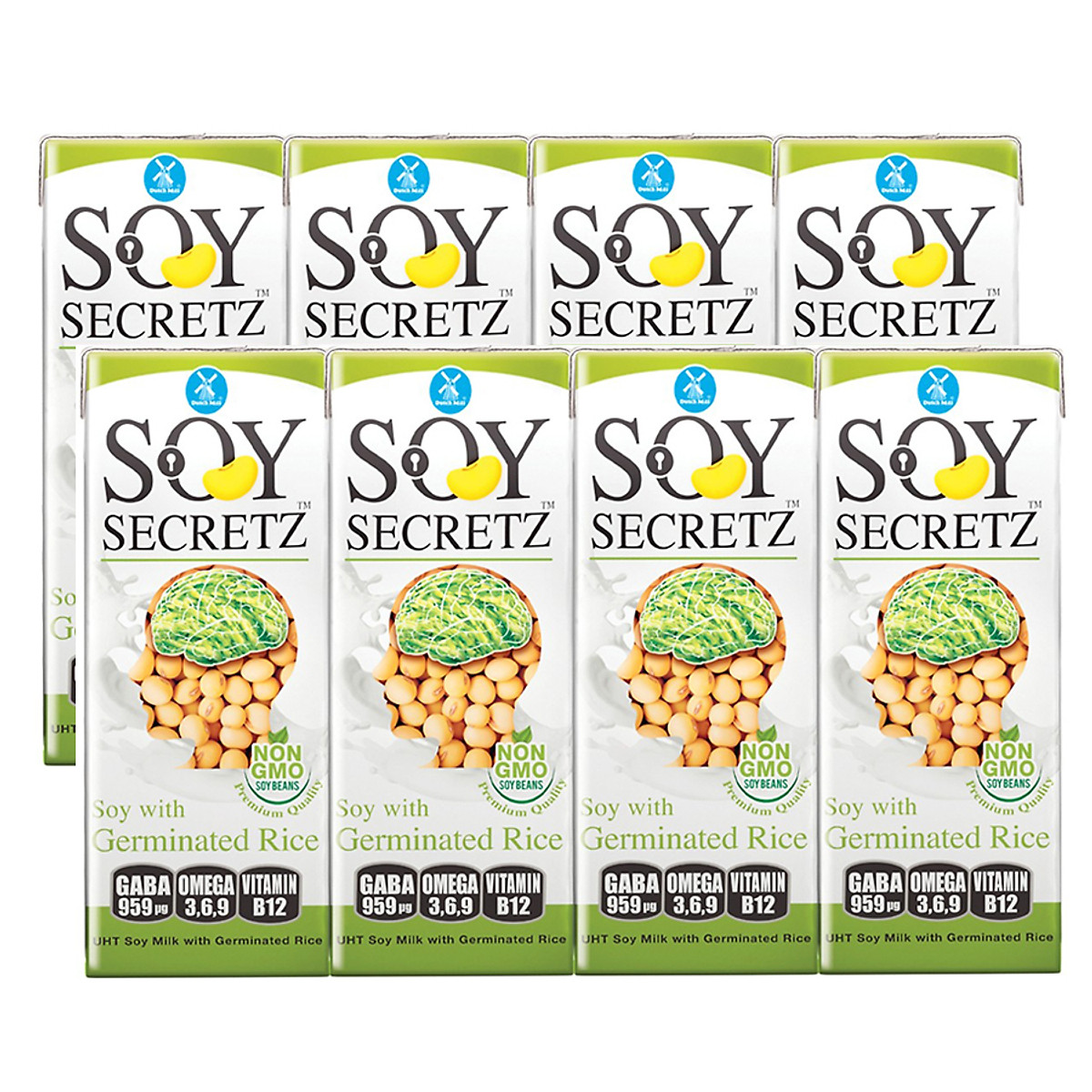 [HCM]{Hàng nhập khẩu chính hãng} Bộ 2 Lốc Sữa Đậu Nành Với Gạo Mầm Soy Secretz (180ml x 8 Hộp)