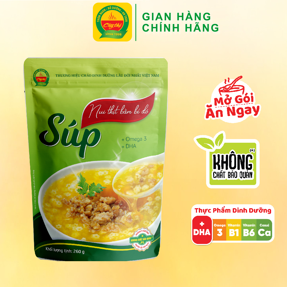 Súp nui thịt bằm bí đỏ - cây thị