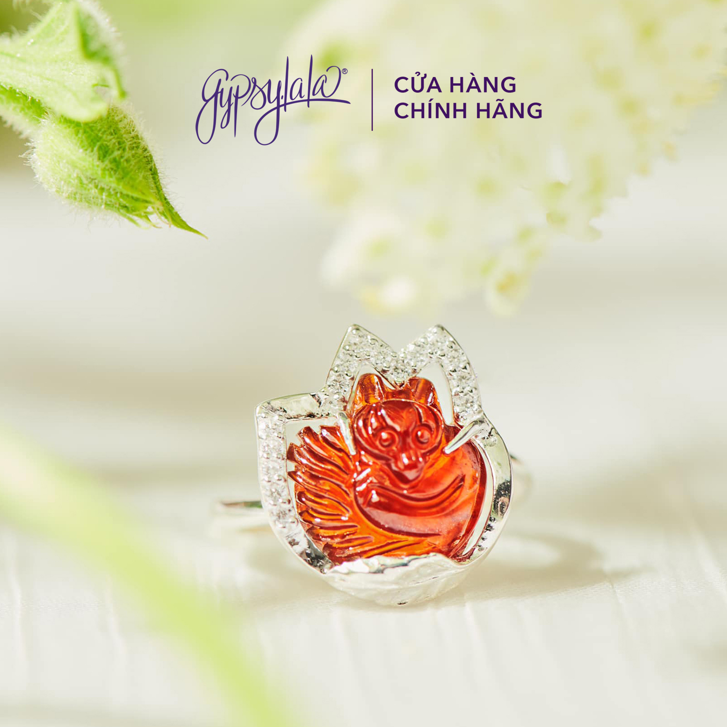 Nhẫn hồ ly đá garnet bọc bạc 925 sp004069 gypsy.lala