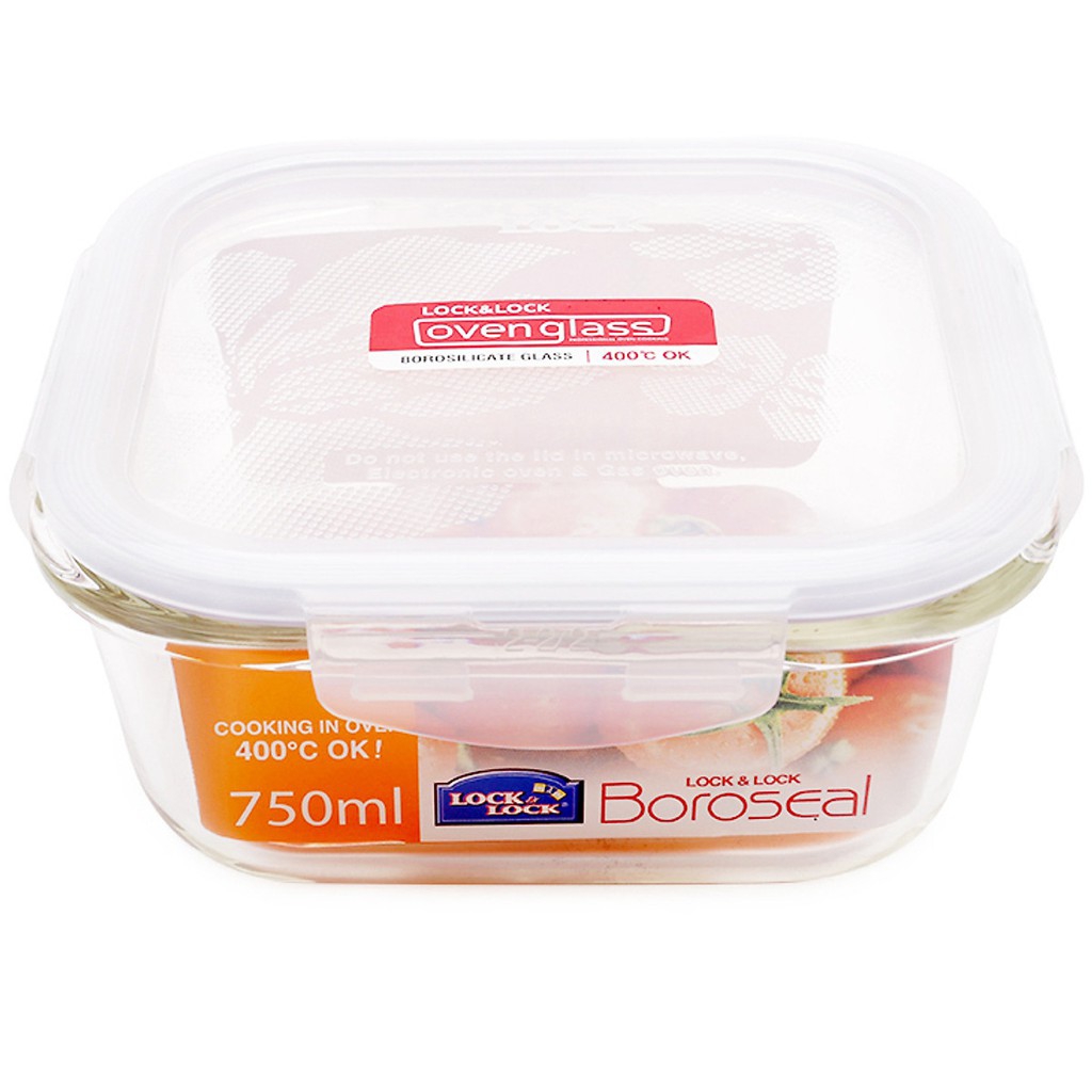 [HCM]Combo 2 Hộp Thủy Tinh Vuông Lock&Lock LLG224T 750ml