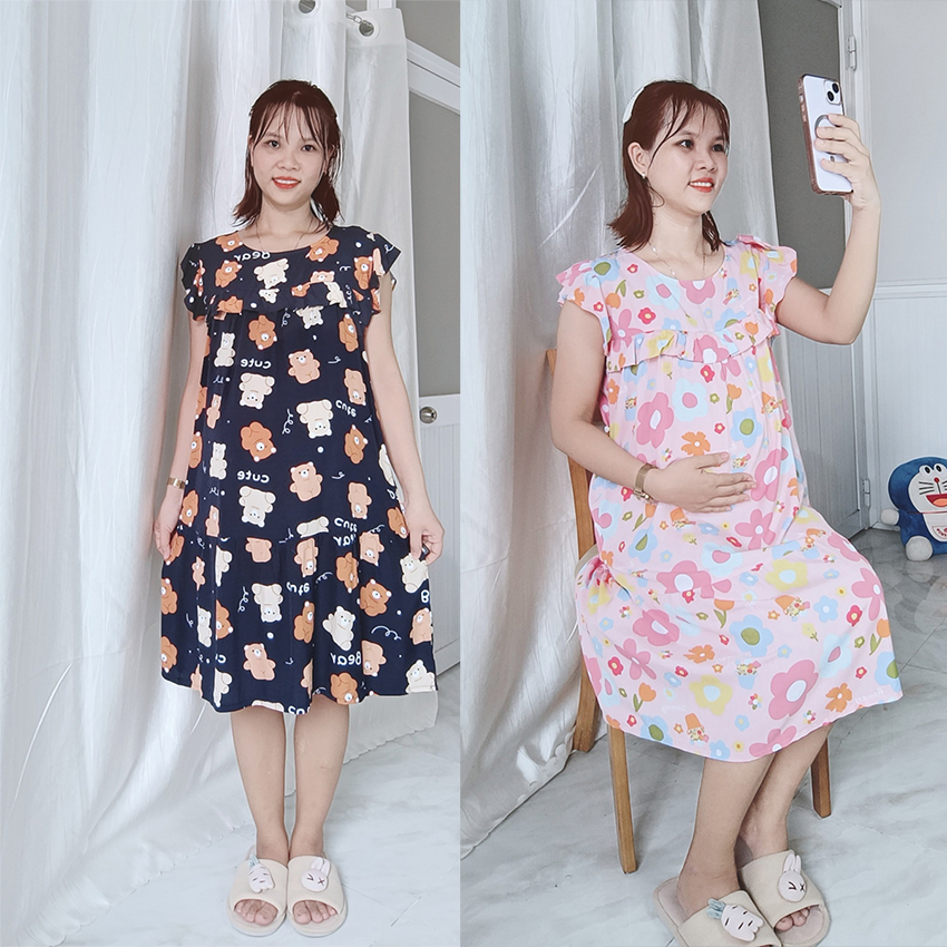 Đầm bầu và sau sinh cho bé bú tole lanh 2 da loại 1