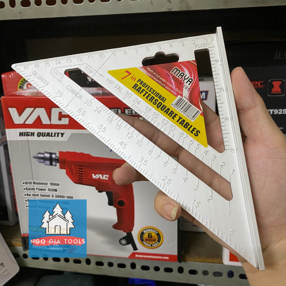Thước eke, ke góc chuyên dụng làm mộc, nhôm nguyên khối, độ chính xác cao