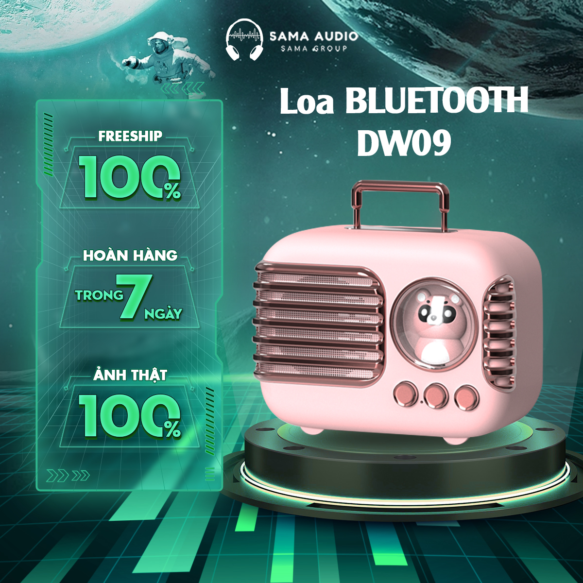 Loa bluetooth dw09 - loa không dây kiểu dáng retro - phong cách vintage - âm thanh sống động