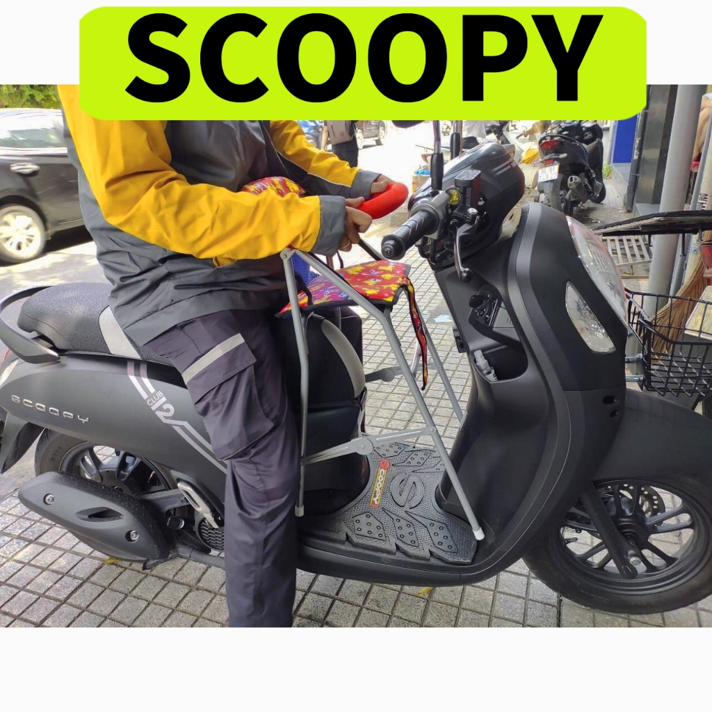(Freeship) Ghế ngồi xe SCOOPY cho bé ,ghế ga xếp sắt sơn tĩnh điện gấp gọn , ghế đi xe máy SCOOPY, g