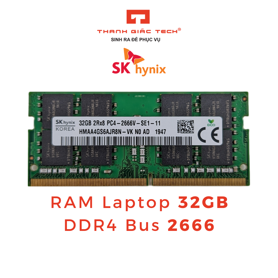 Ram laptop ddr4 sk hynix 32gb bus 2666 - bảo hành 4 năm