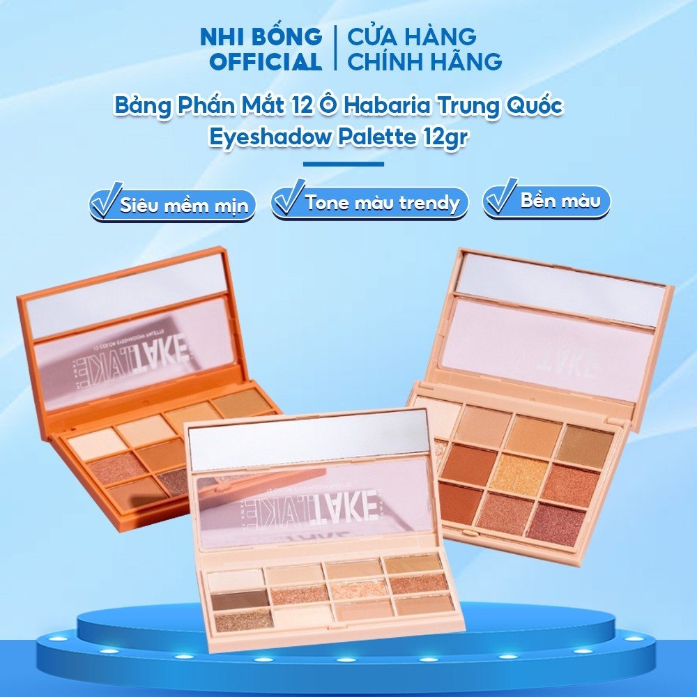Bảng phấn mắt 12 ô habaria trung quốc eyeshadow palette 12gr siêu mềm mịn, bền màu, lâu trôi